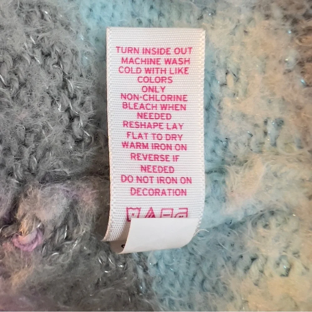 Justice Size 8 Crewneck Long Sleeve Pastel Color Fuzzy Sweater
